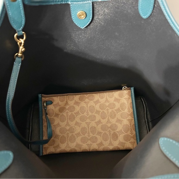 Coach C6337 Pebble Leather Day Tote True Blue Removable Zip Pouch Purse Large - Picture 4 of 6